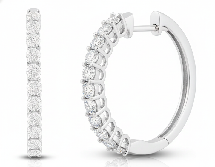Sterling Silver .10ct Diamond Hoop Earrings