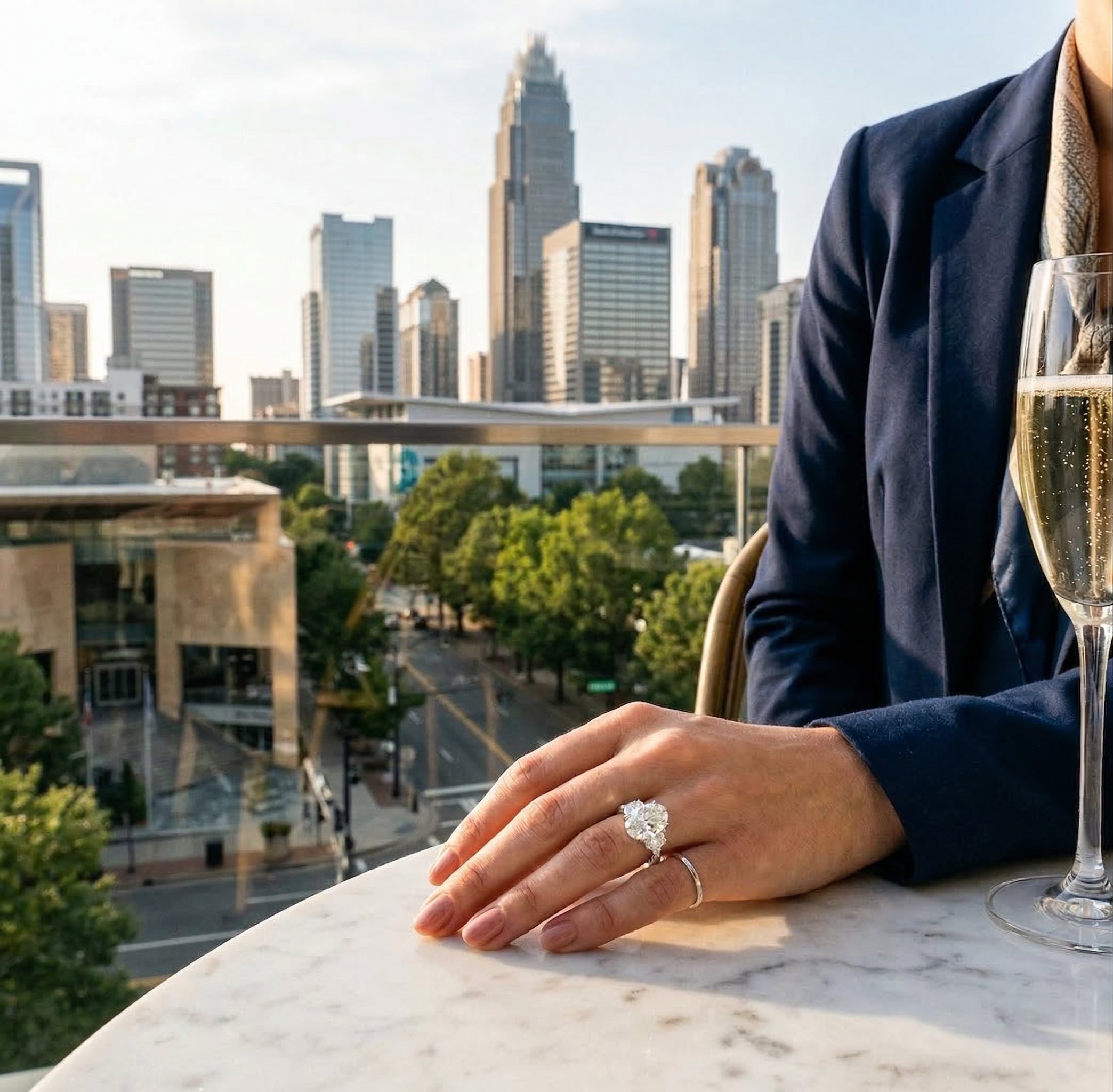 Lab-Grown Diamond Engagement Ring | 14K White Gold | Diamond | Three Stone - Brownee Jewelers