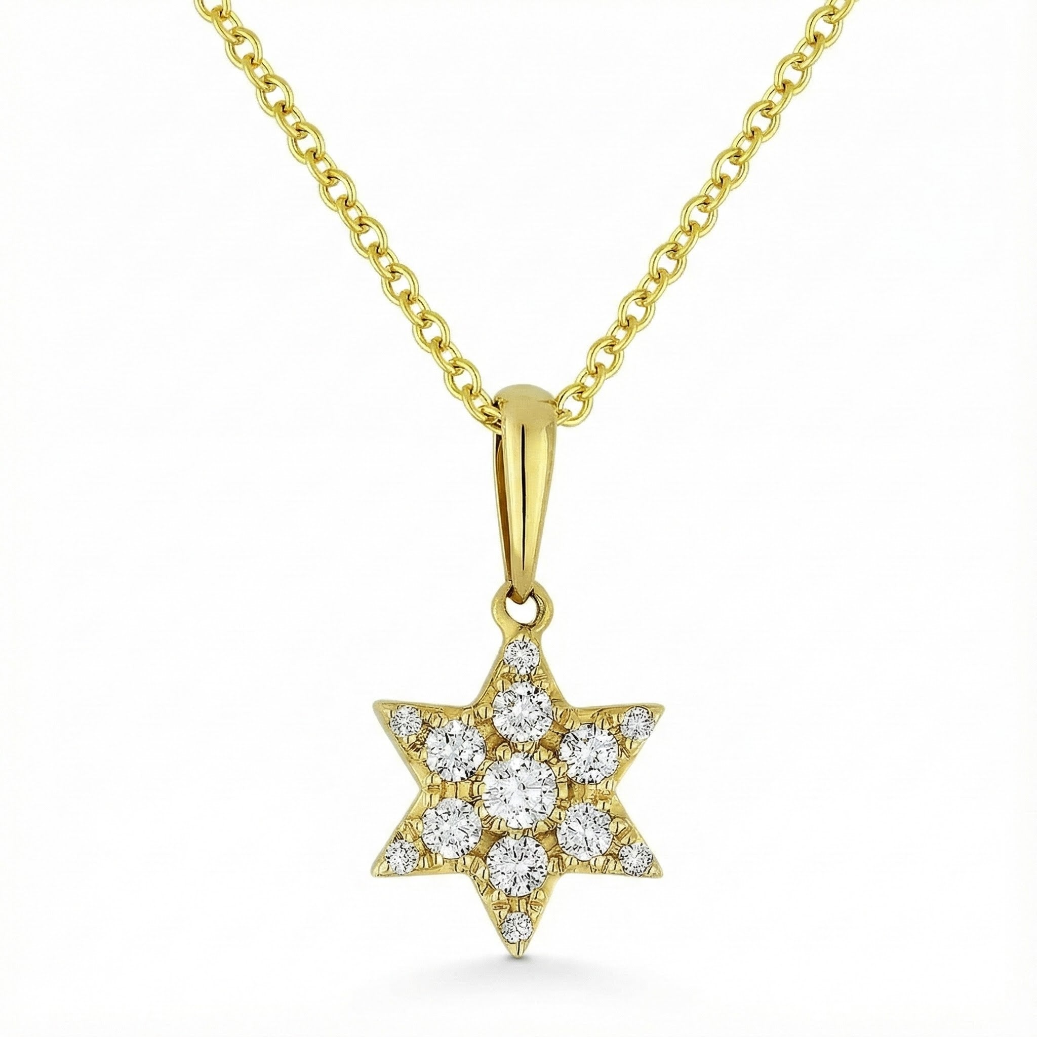 Madison L | Diamond Star Pendant Necklace | 14K Yellow Gold | Pavé Star Charm - Brownee Jewelers