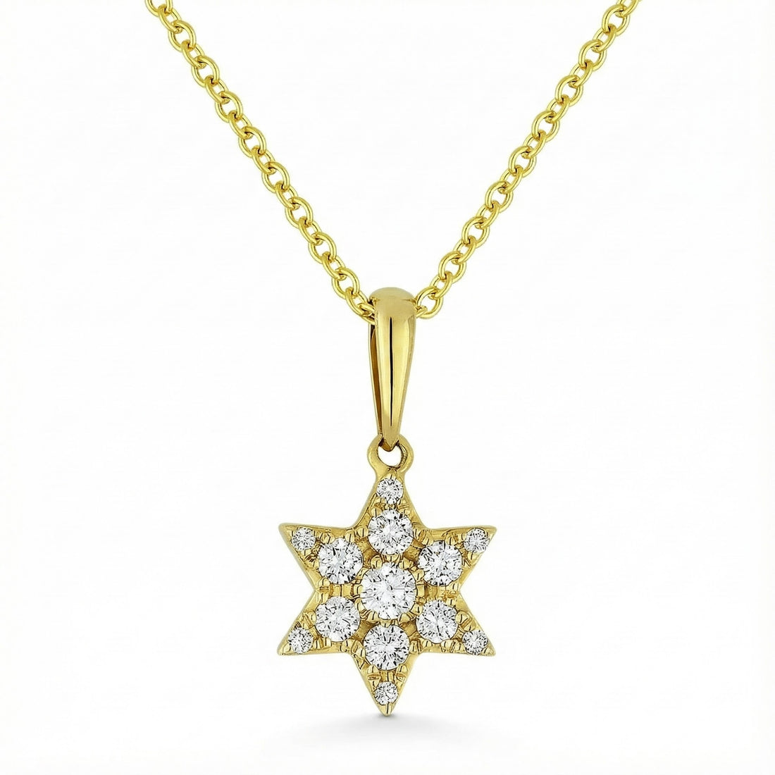 Madison L | Diamond Star Pendant Necklace | 14K Yellow Gold | Pavé Star Charm - Brownee Jewelers