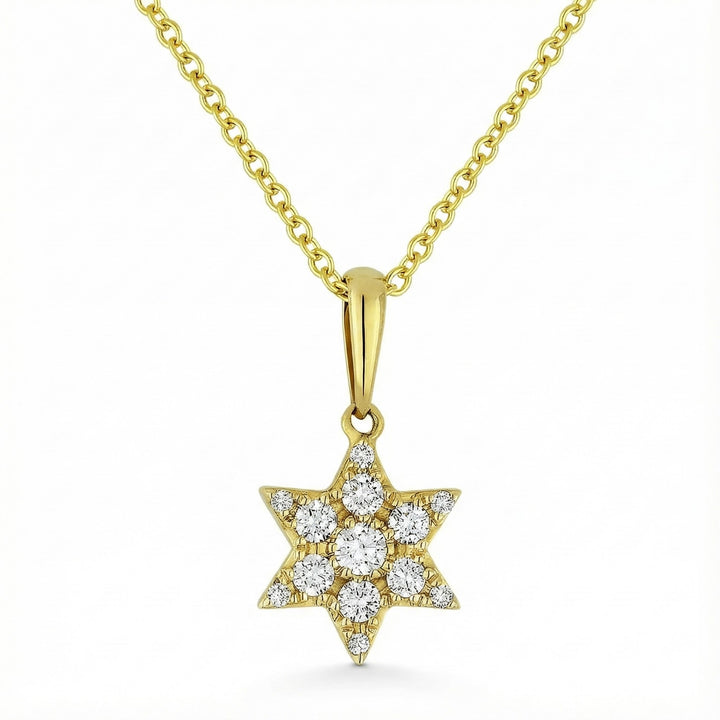 Madison L | Diamond Star Pendant Necklace | 14K Yellow Gold | Pavé Star Charm - Brownee Jewelers