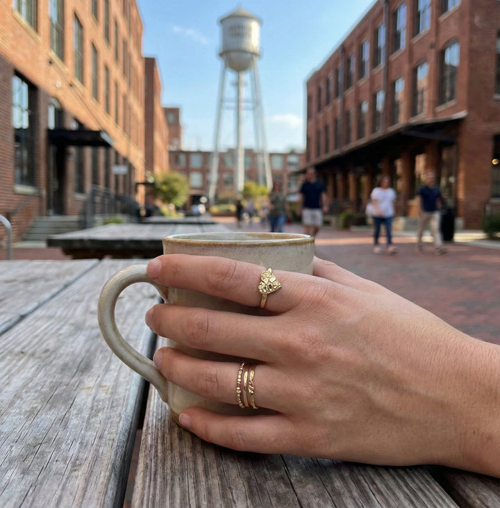 Nugget Heart Ring | 10K Yellow Gold | Textured Love Motif - Brownee Jewelers