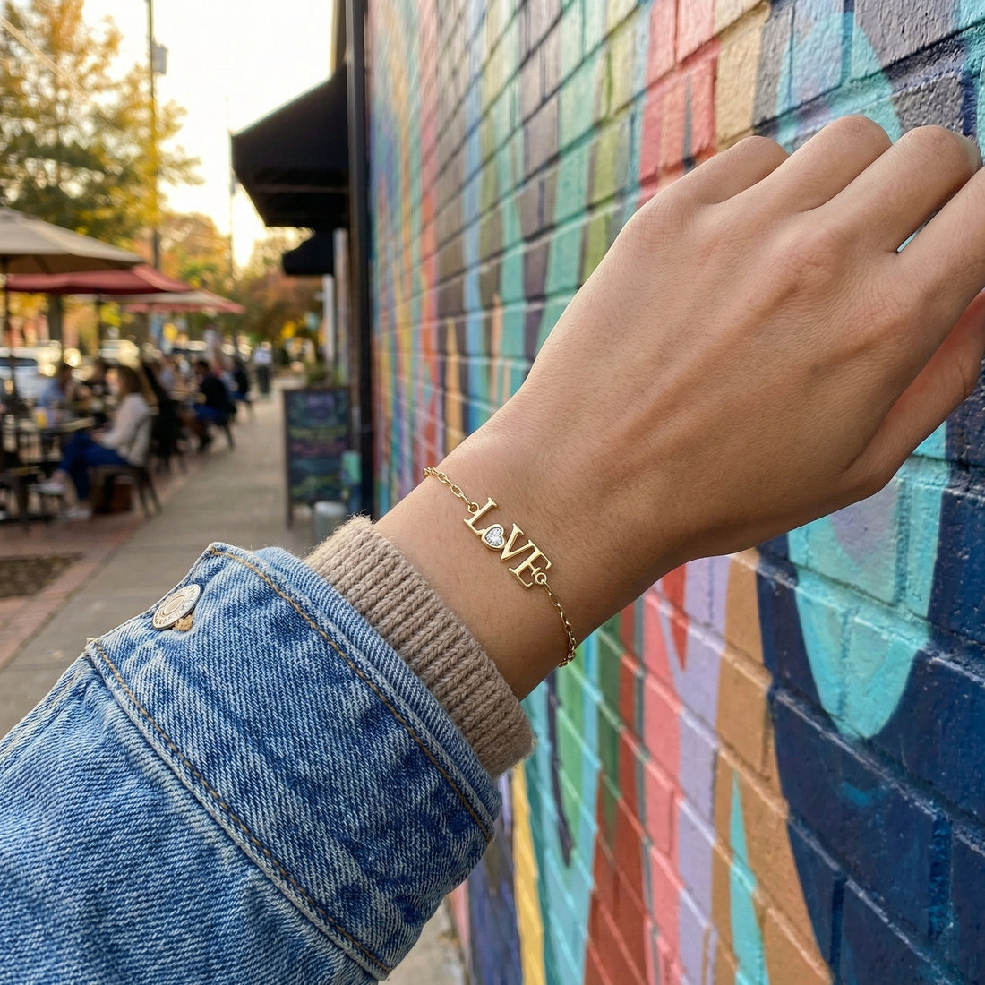 Diamond Heart “LOVE” Paperclip Bracelet | 14K Yellow Gold | 0.12 ctw Round Diamonds - Brownee Jewelers