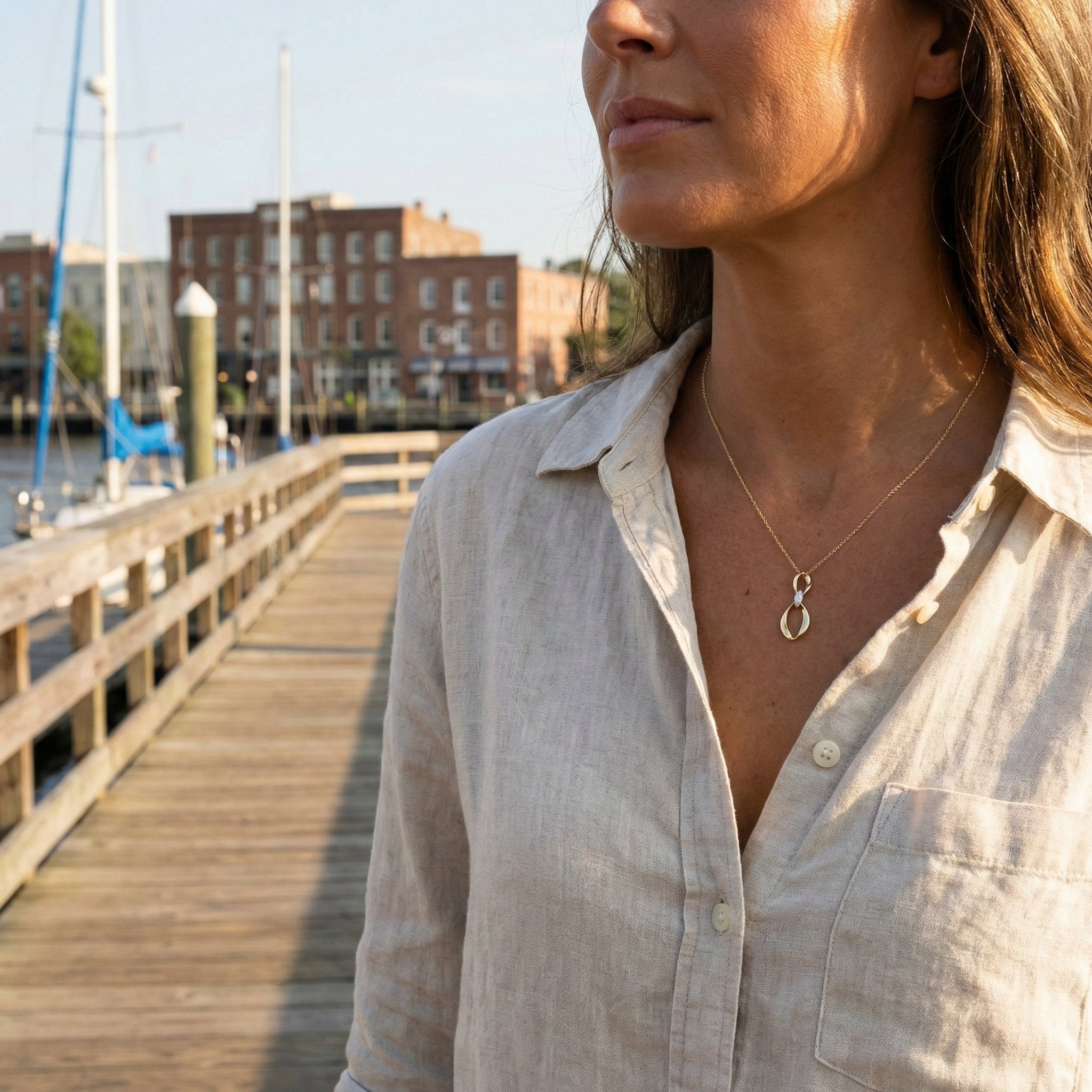 Diamond Mobius Pendant Necklace | 14K Two-Tone Gold | 0.10 ctw | Infinity Necklace - Brownee Jewelers