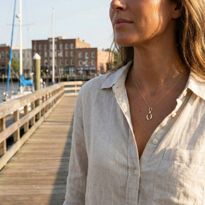 Diamond Mobius Pendant Necklace | 14K Two-Tone Gold | 0.10 ctw | Infinity Necklace - Brownee Jewelers