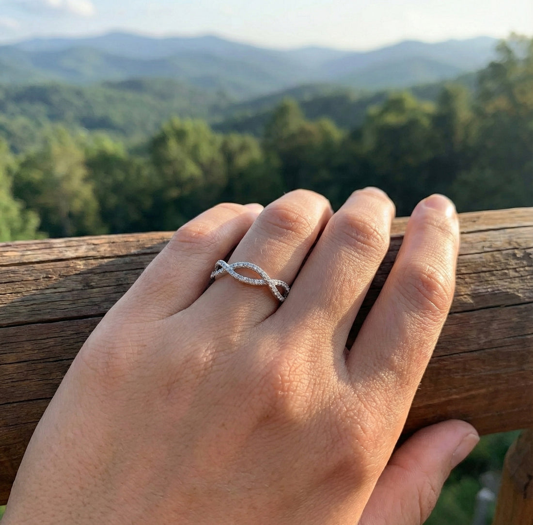 Diamond Infinity Ring | 14K White Gold | 0.19 ctw | Symbolic Stackable Band - Brownee Jewelers