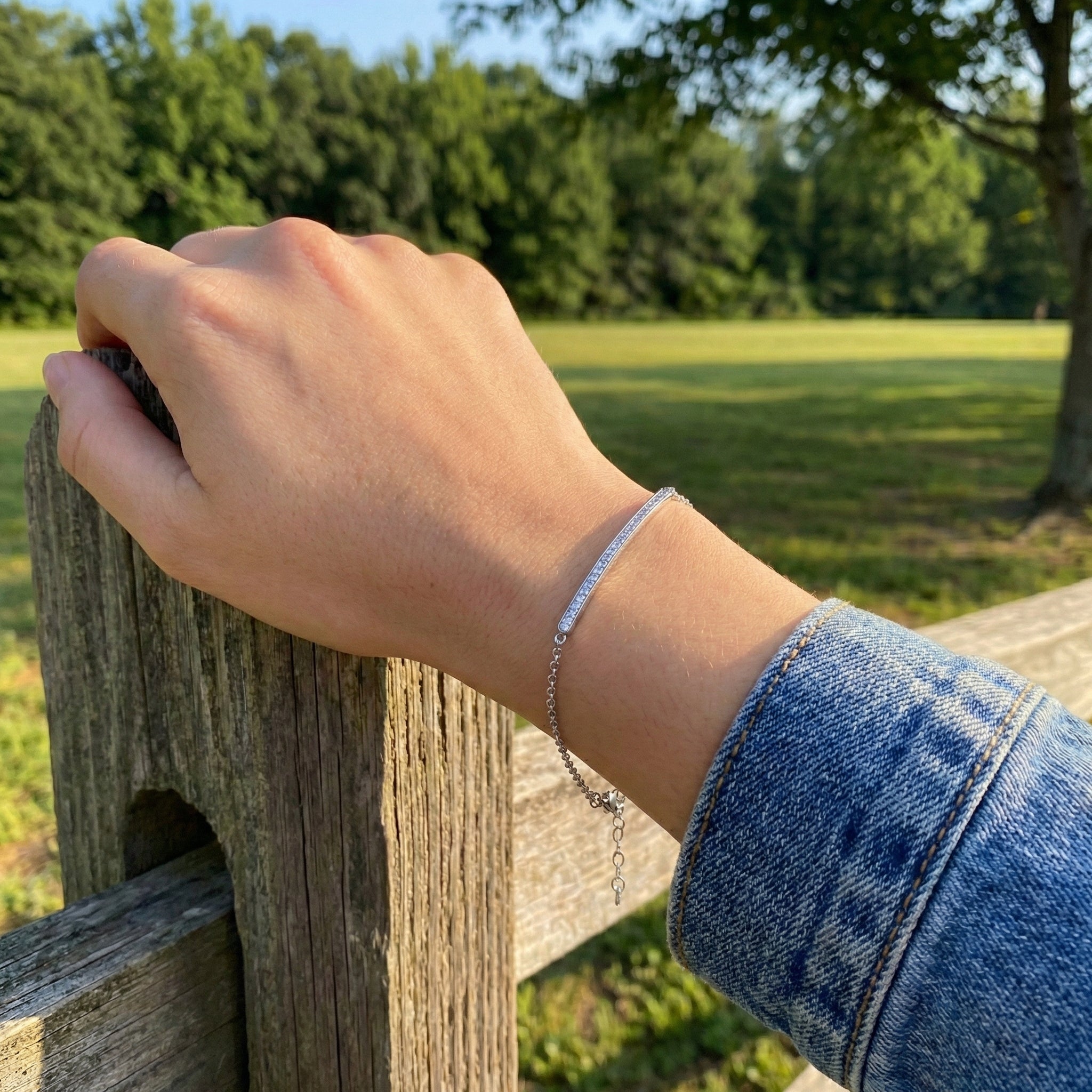 Diamond Bar Bracelet | 14K White Gold | 0.17 ctw | Minimalist Chain Bracelet - Brownee Jewelers