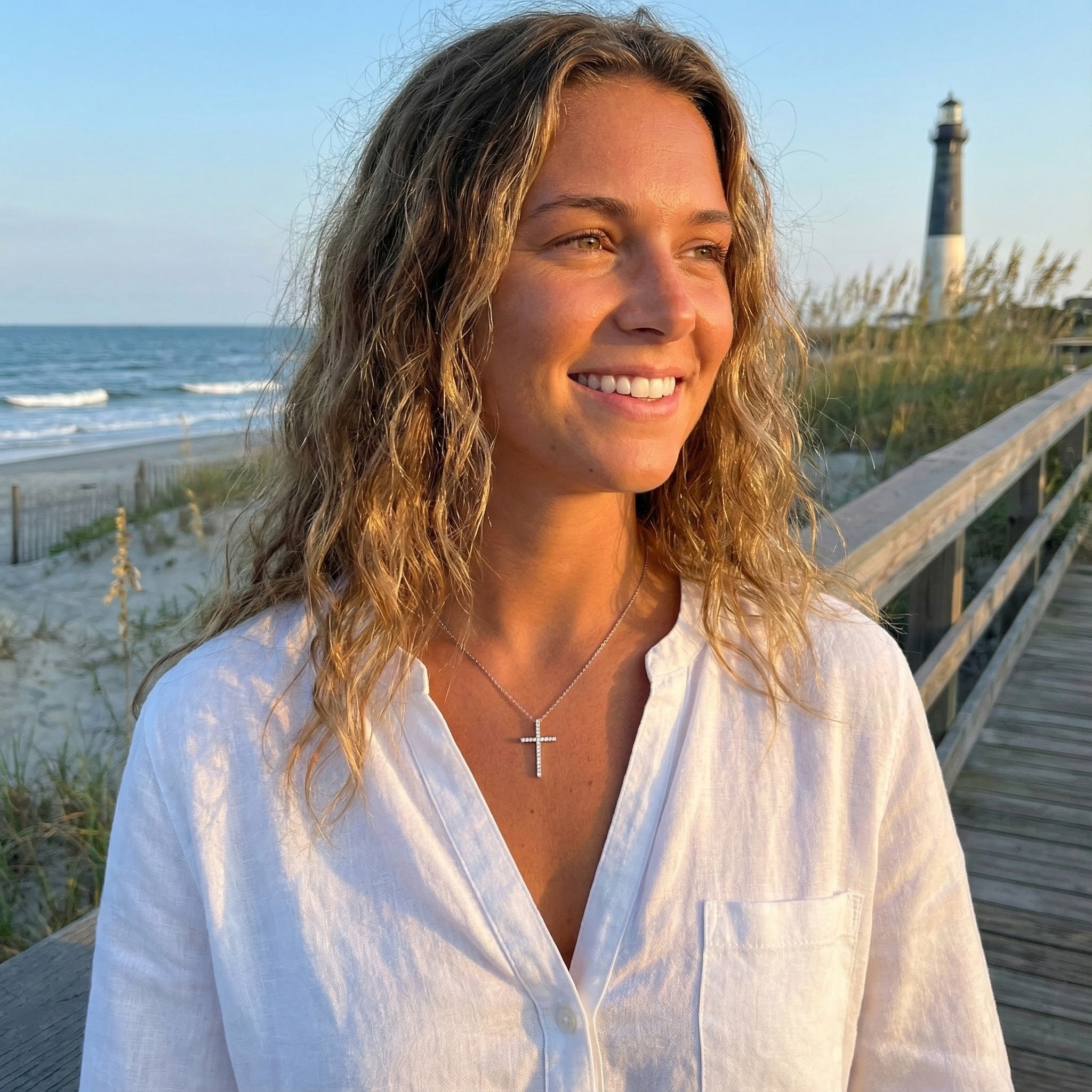 Round CZ Cross Pendant Necklace | Sterling Silver | Faith Jewelry - Brownee Jewelers