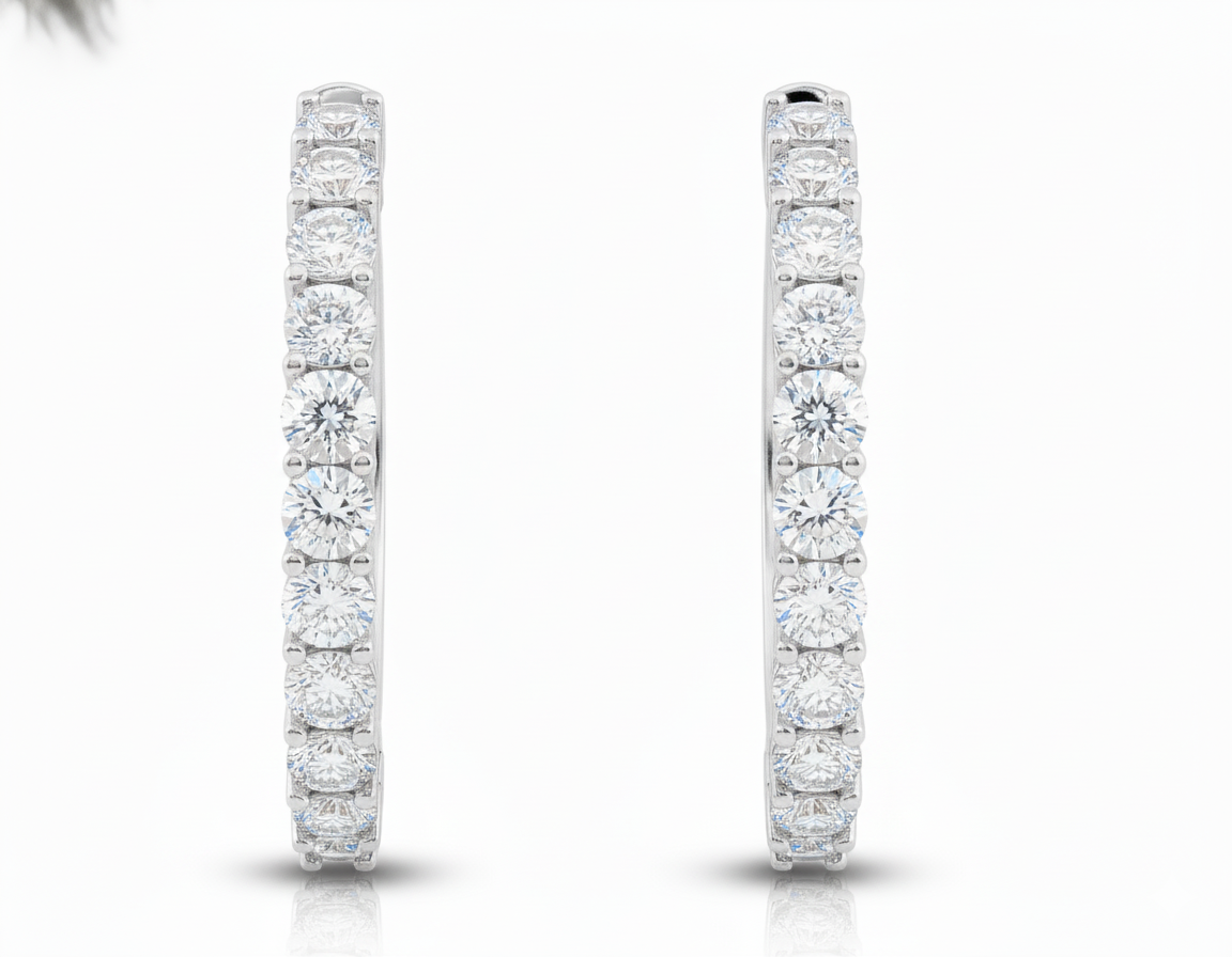 Sterling Silver .10ct Diamond Hoop Earrings