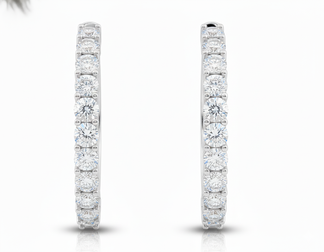 Sterling Silver .10ct Diamond Hoop Earrings
