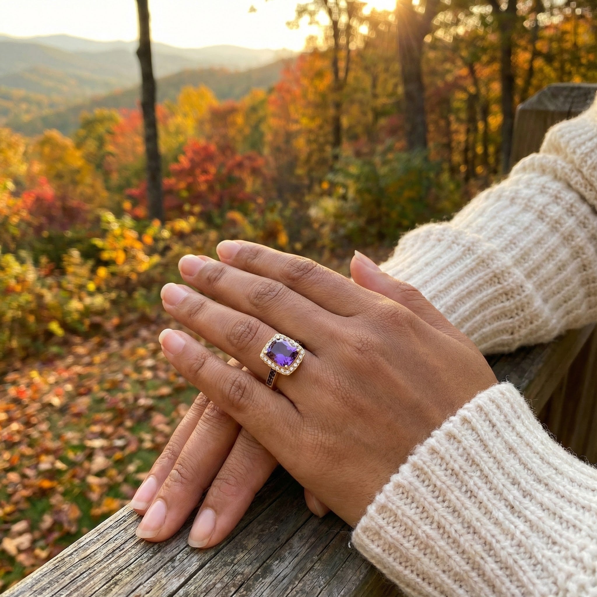 Le Vian® 14K Honey Gold™ Grape Amethyst™, Chocolate Diamond®, & Vanilla Diamond® Ring This vibrant Le Vian® Chocolatier® ring features a bold 2 3/8 ct. Grape Amethyst™ in a striking cushion cut, radiating rich purple brilliance