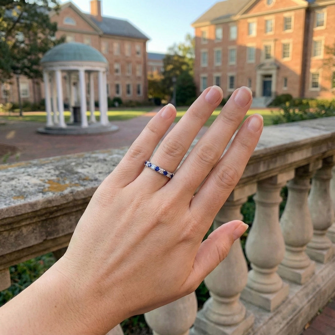 Sapphire & Diamond Band | 14K White Gold | 0.55 ctw - Brownee Jewelers