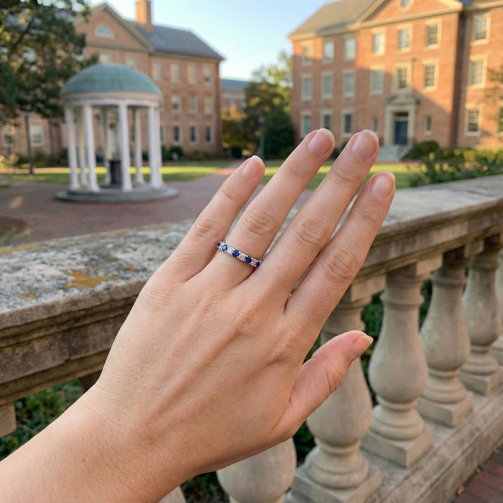 Sapphire & Diamond Band | 14K White Gold | 0.55 ctw - Brownee Jewelers