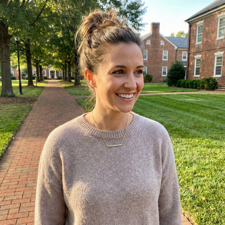 Diamond Bar Necklace | 14K Yellow Gold | 0.08 ctw | Pavé Bar Pendant - Brownee Jewelers