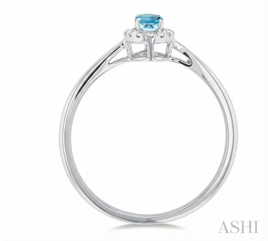 Aquamarine & Diamond Halo Ring, 0.07 ctw