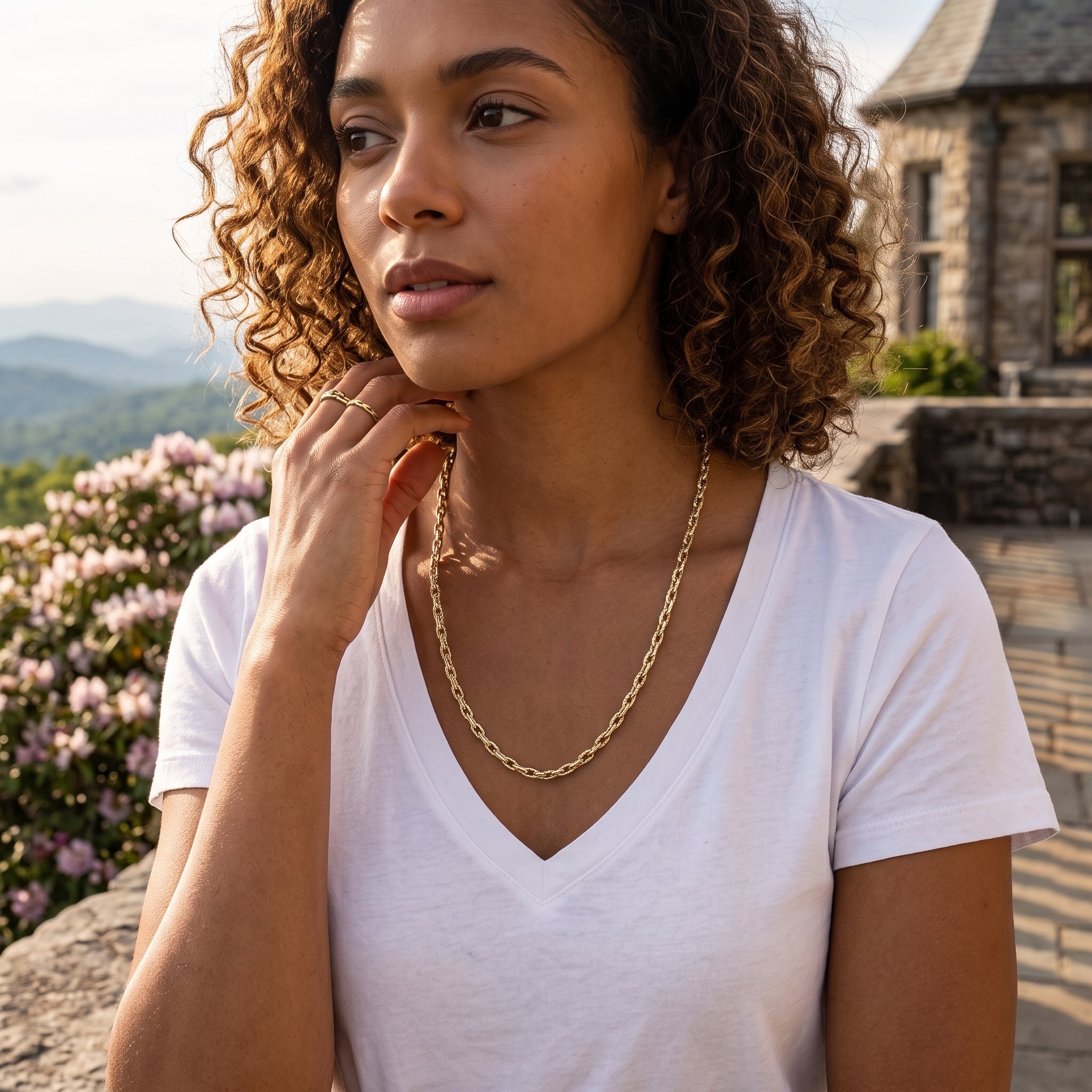 22 Inch Yellow Gold-Plated Sterling Silver French Cable Chain Necklace