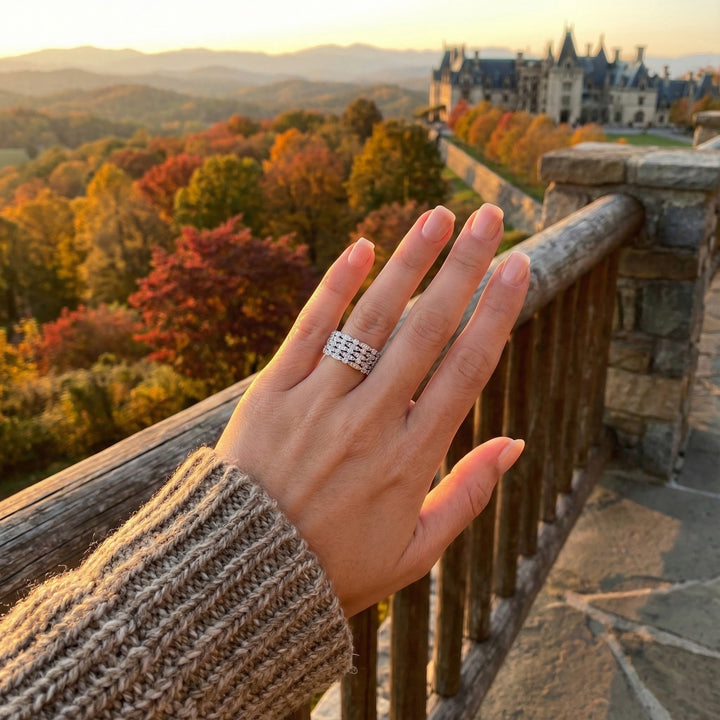 Platinum Le Vian® 5-Row Round Diamond Ring – 1/2ctw This stunning Le Vian® design features five rows of shimmering round diamonds woven into an elegant lattice pattern, all crafted in luxurious platinum