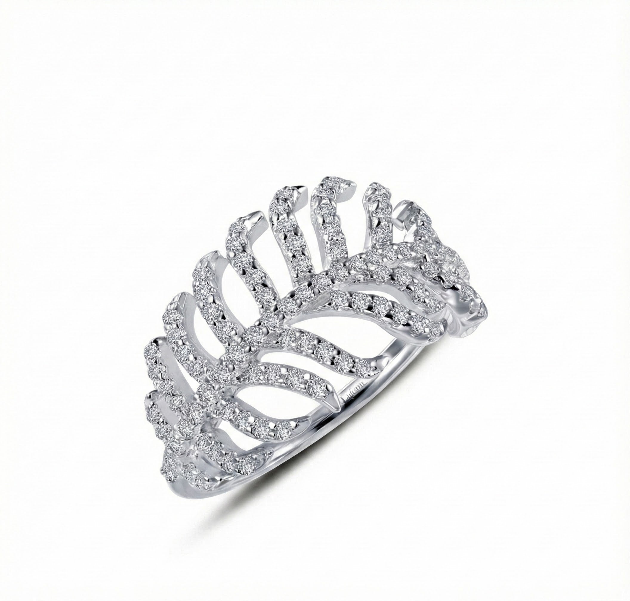 CZ Feather Ring | Sterling Silver | Pavé Cubic Zirconia | Statement Band - Brownee Jewelers