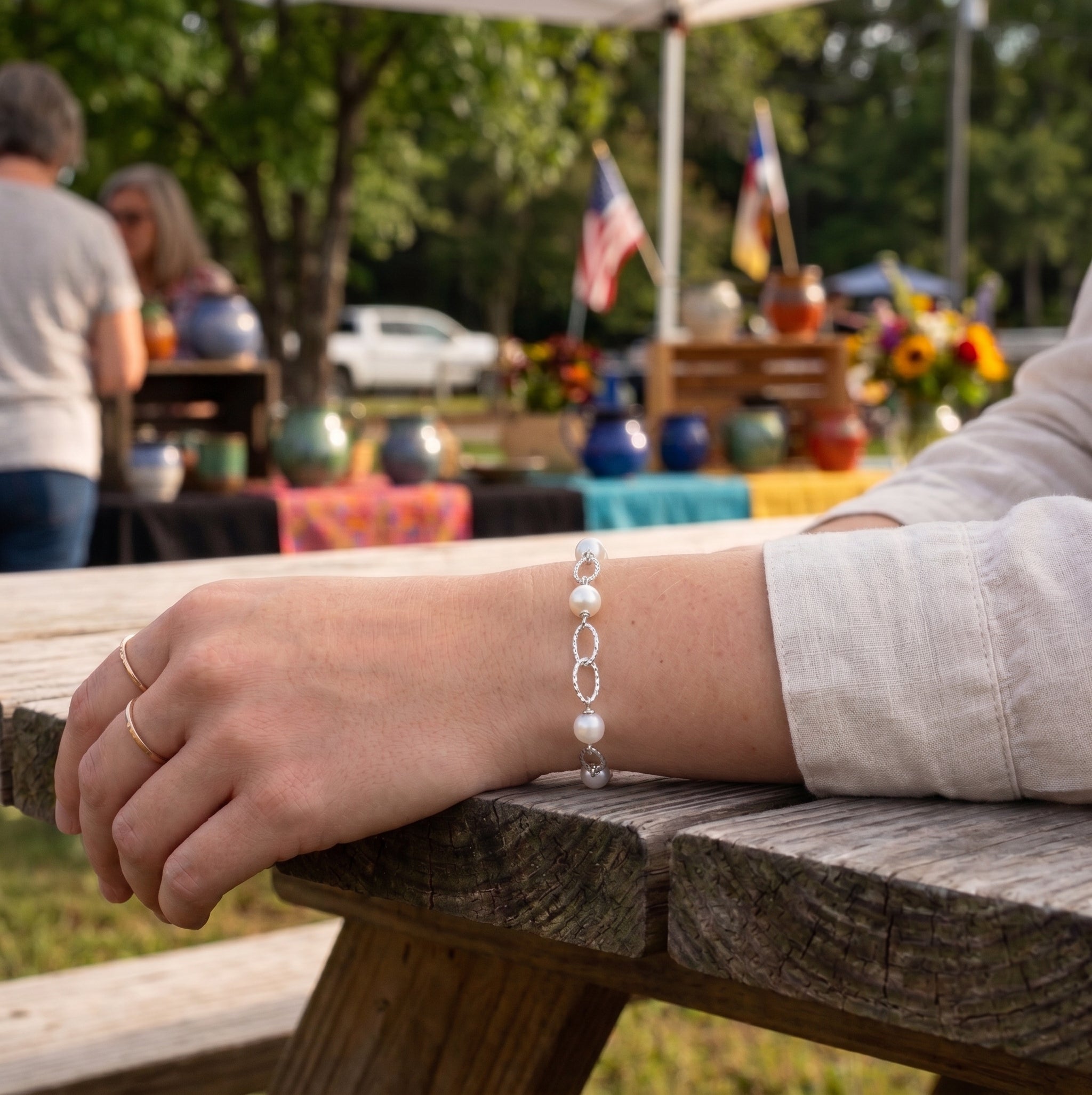 Freshwater Cultured Pearl Station Bracelet