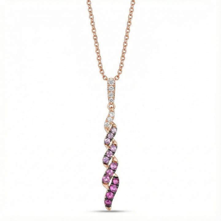 Le Vian® Pink Sapphire Ombré & White Sapphire Pendant in 14K Strawberry Gold® Graceful color and fluid design define this Le Vian® pendant featuring 3/8 ct. of Pink Sapphire Ombré, beautifully graduated for a soft, romantic glow