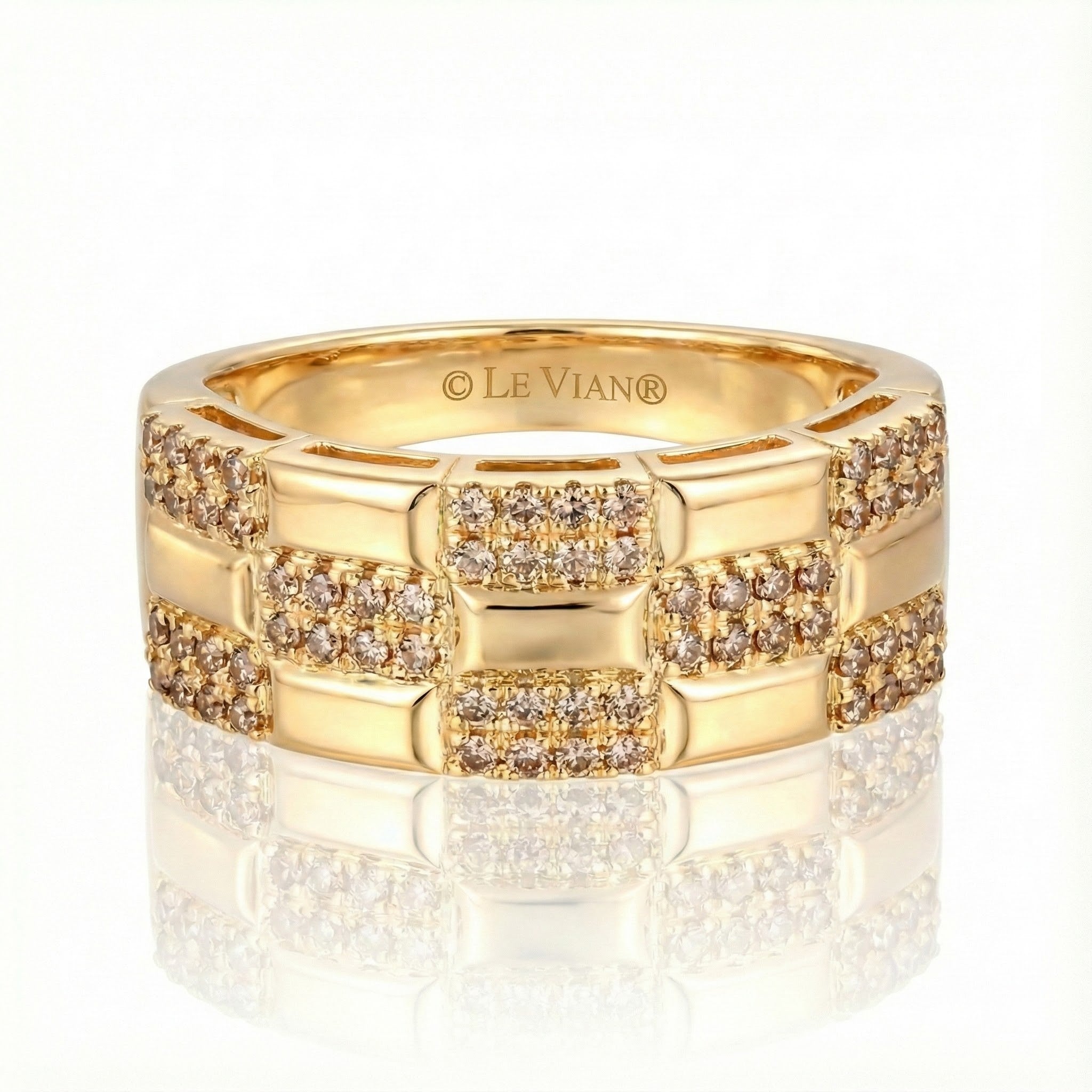 Le Vian® 14K Honey Gold™ Nude Diamond™ Ring (3/8ctw) Bold, modern, and unmistakably Le Vian®—this luxurious Honey Gold™ ring features 3/8 cts. of sparkling Nude Diamonds™ arranged in a chic, tiled mosaic pattern
