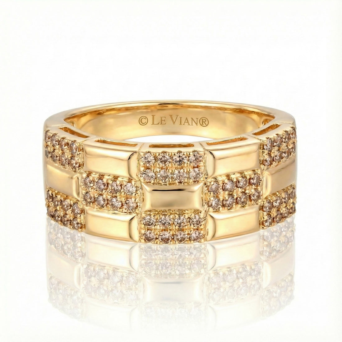 Le Vian® 14K Honey Gold™ Nude Diamond™ Ring (3/8ctw) Bold, modern, and unmistakably Le Vian®—this luxurious Honey Gold™ ring features 3/8 cts. of sparkling Nude Diamonds™ arranged in a chic, tiled mosaic pattern