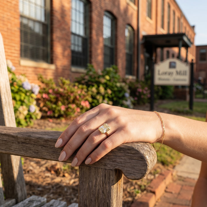 Yellow Radiant-Cut Diamond Bezel Engagement Ring | 14K Yellow Gold | 4.04 ctw | Bezel Set | Statement Solitaire Design - Brownee Jewelers