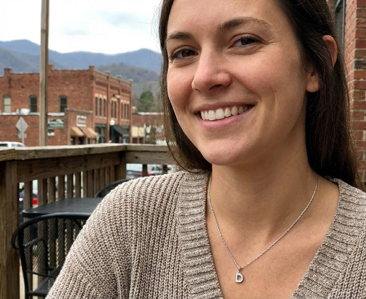 Diamond Initial “D” Pendant | Sterling Silver | 0.08 ctw | Letter Necklace - Brownee Jewelers