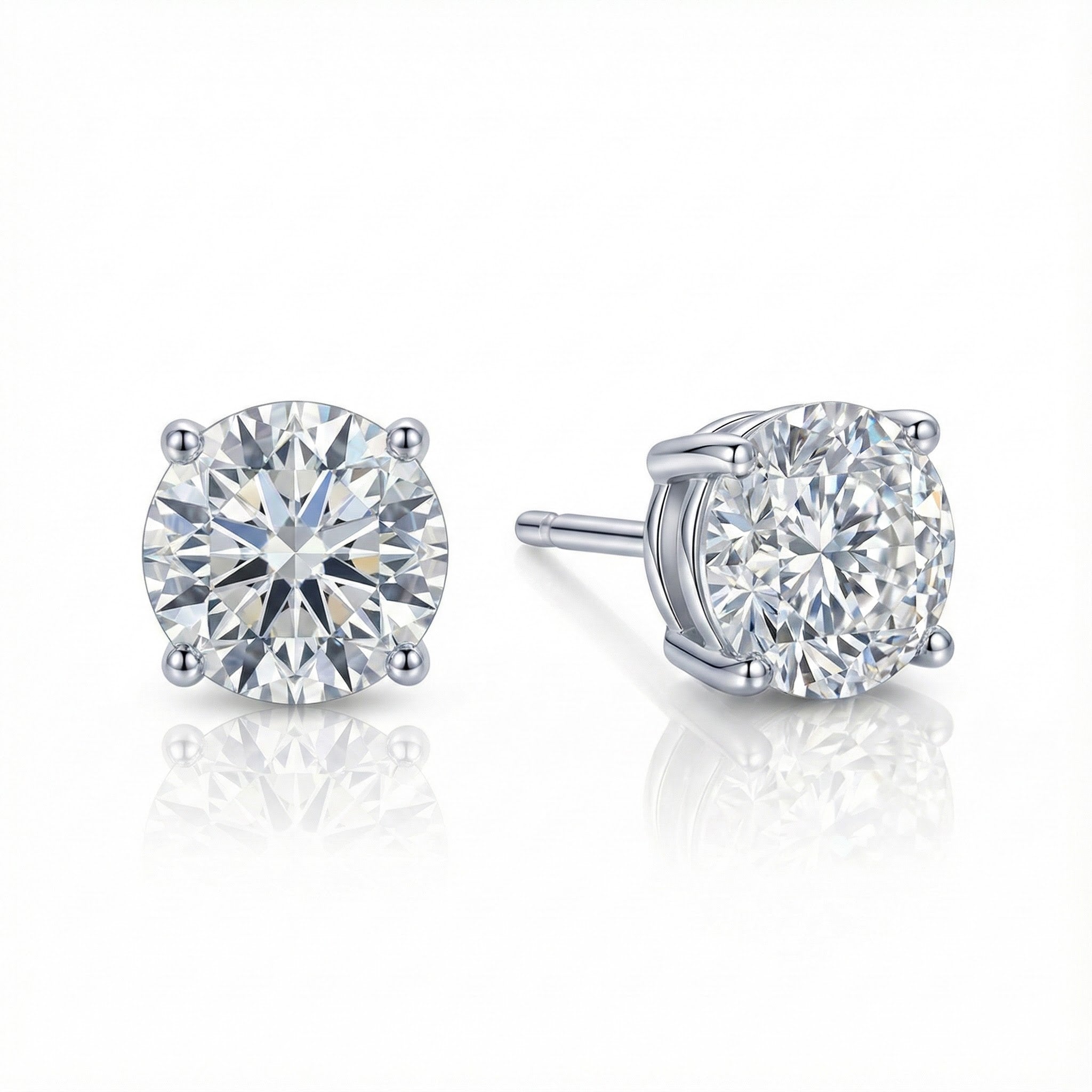 1.00 ctw Round CZ Stud Earrings | Sterling Silver | Classic Solitaire - Brownee Jewelers