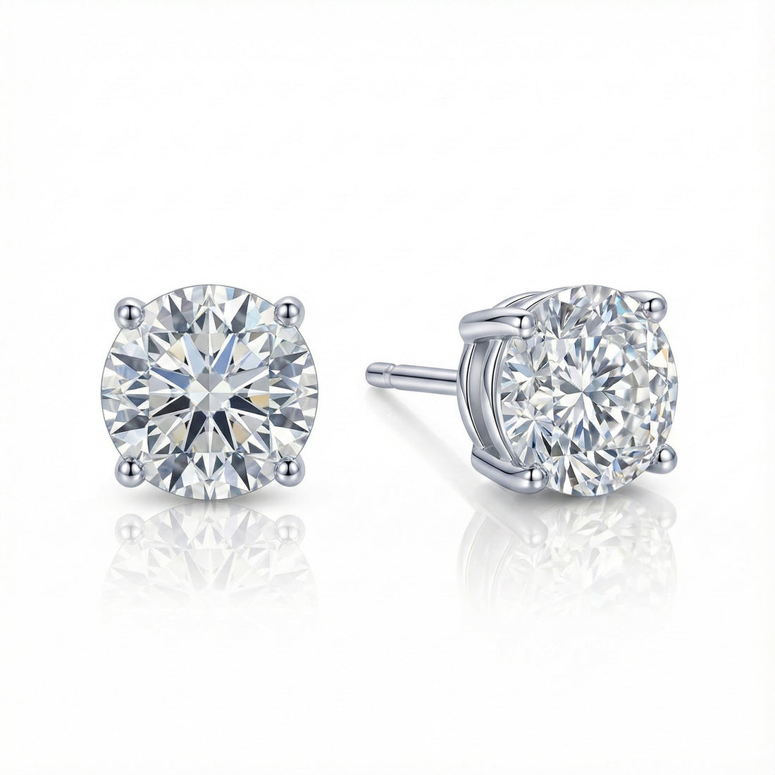 1.00 ctw Round CZ Stud Earrings | Sterling Silver | Classic Solitaire - Brownee Jewelers