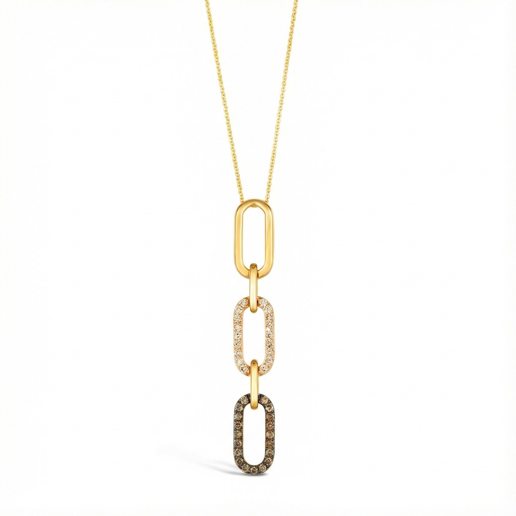 Le Vian® 14K Honey Gold™ Chocolate Diamond® & Nude Diamond™ Link Pendant (2/3ctw) Modern, elegant, and full of signature Le Vian® contrast—this stylish link pendant features 1/3 cts. of rich Chocolate Diamonds® and 1/3 cts. of sparkling Nude Diamonds™, all set in radiant 14K Honey Gold™