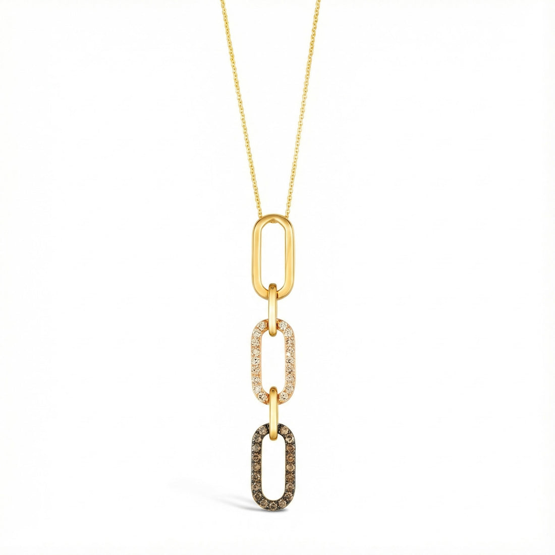 Le Vian® 14K Honey Gold™ Chocolate Diamond® & Nude Diamond™ Link Pendant (2/3ctw) Modern, elegant, and full of signature Le Vian® contrast—this stylish link pendant features 1/3 cts. of rich Chocolate Diamonds® and 1/3 cts. of sparkling Nude Diamonds™, all set in radiant 14K Honey Gold™