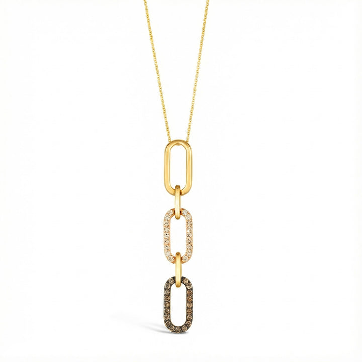 Le Vian® 14K Honey Gold™ Chocolate Diamond® & Nude Diamond™ Link Pendant (2/3ctw) Modern, elegant, and full of signature Le Vian® contrast—this stylish link pendant features 1/3 cts. of rich Chocolate Diamonds® and 1/3 cts. of sparkling Nude Diamonds™, all set in radiant 14K Honey Gold™