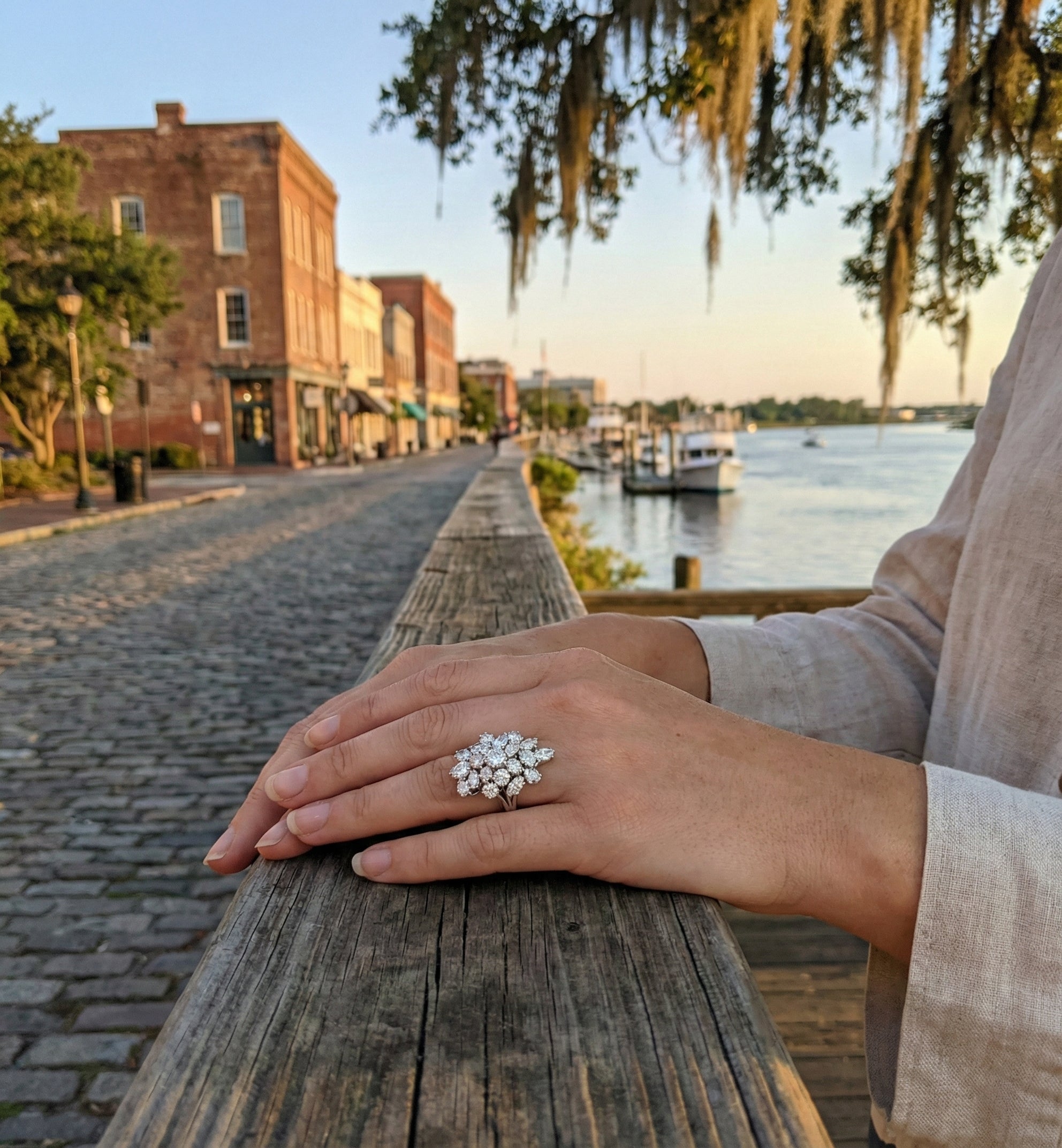 Multi-Shape Diamond Cluster Ring | Platinum | Round, Oval, Marquise & Pear Diamonds | Statement Ring - Brownee Jewelers