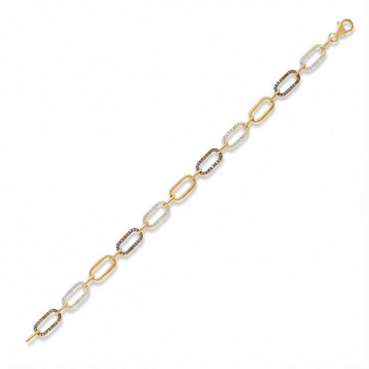 Le Vian® 14K Honey Gold™ Chocolate Diamond® & Nude Diamond™ Link Bracelet (1.13ctw) Modern, stylish, and full of signature Le Vian® color—this elegant link bracelet features alternating oval links accented with 5/8 cts. of rich Chocolate Diamonds® and 1/2 cts. of sparkling Nude Diamonds™