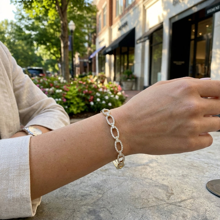 Diamond Link Bangle Bracelet