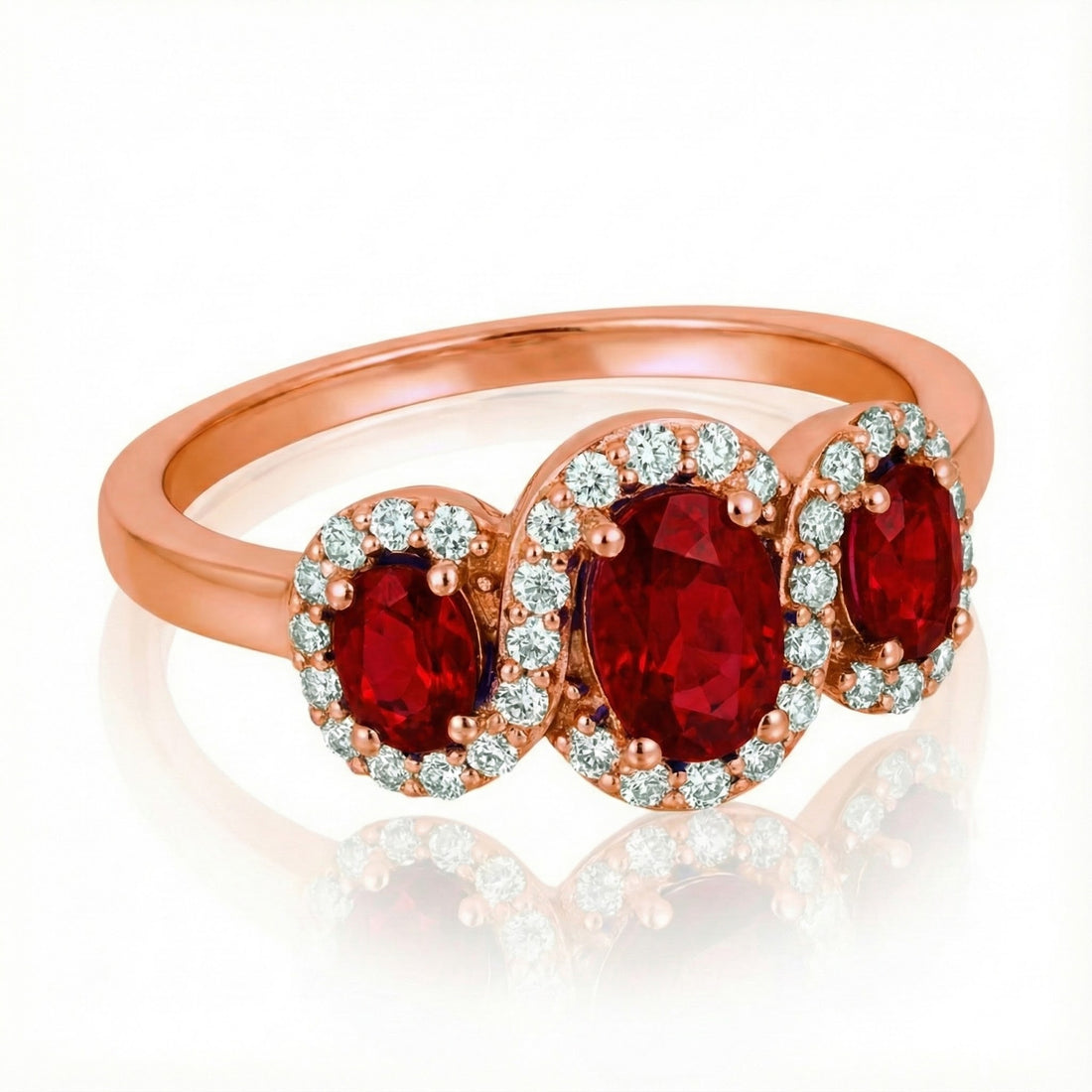 Le Vian® Passion Ruby™ & Vanilla Diamond Ring in 14K Strawberry Gold® Ignite romance with this elegant Le Vian® ring, showcasing 7/8 cts. of richly hued Passion Ruby™ gemstones framed by 1/5 ct. of sparkling Vanilla Diamonds®