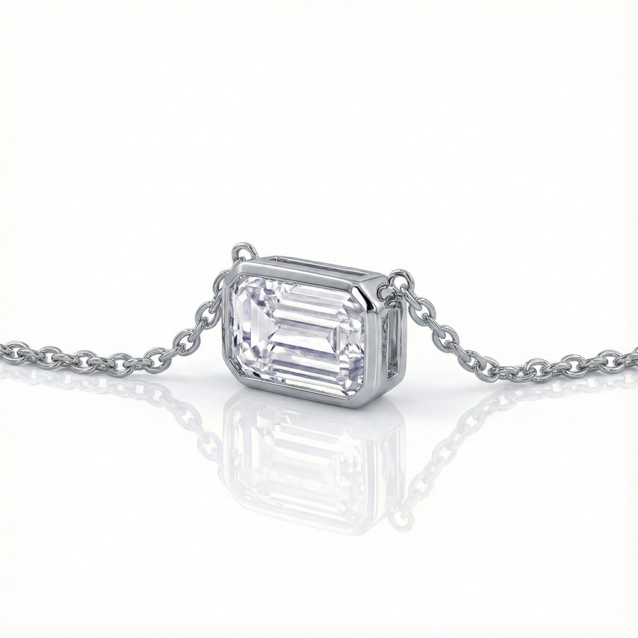 Emerald-Cut CZ Choker Pendant | Sterling Silver - Brownee Jewelers