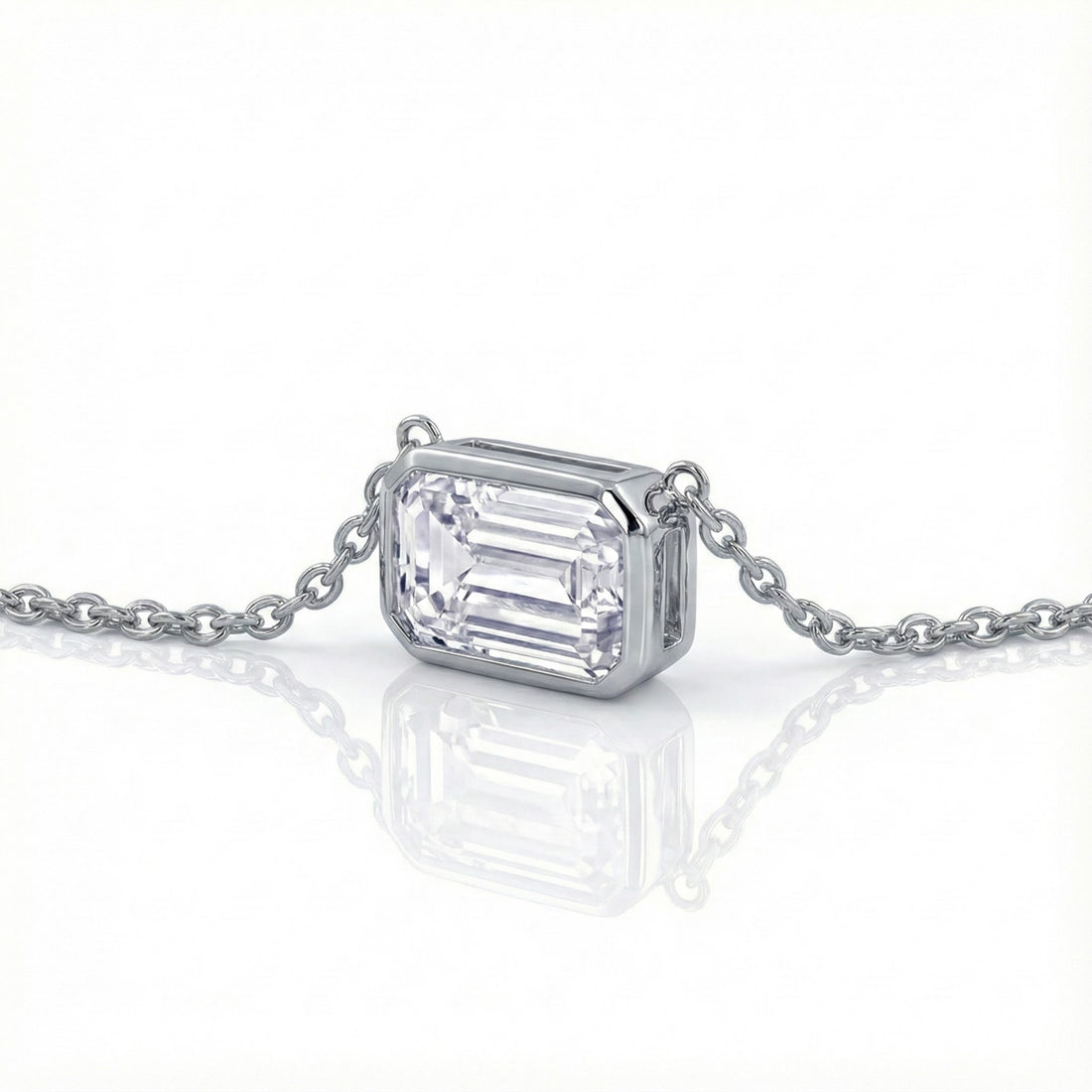 Emerald-Cut CZ Choker Pendant | Sterling Silver - Brownee Jewelers
