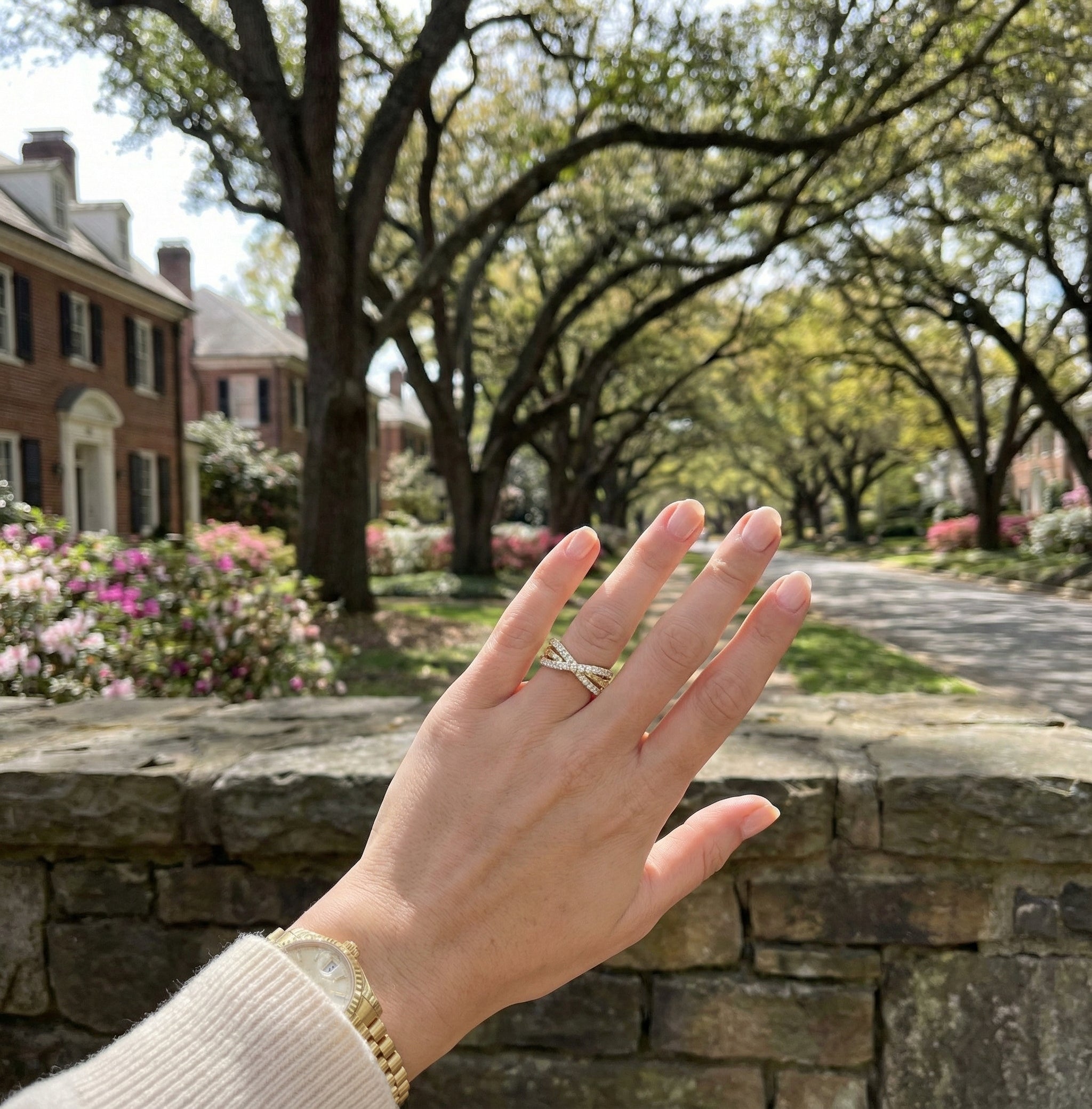 Diamond Criss Cross Ring