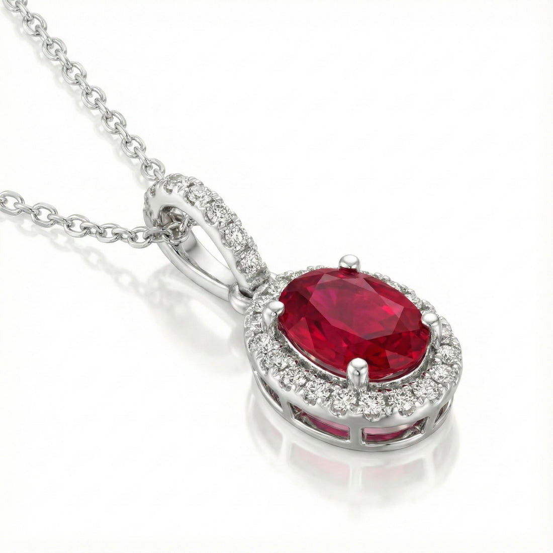 Le Vian® Passion Ruby® & Vanilla Diamonds® Pendant – 14K Vanilla Gold® Romantic and radiant, this elegant pendant by Le Vian features a vivid oval Passion Ruby® framed by a shimmering halo of Vanilla Diamonds®