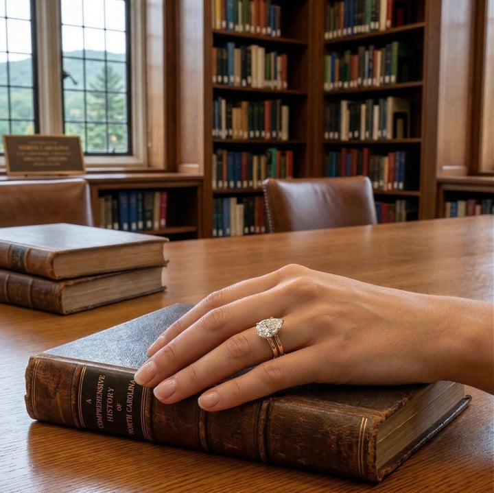 Pear Lab-Grown Diamond Solitaire Bridal Ring Set | 14K Yellow Gold | 1.88 CT, VS2, F Color| Classic Matching Band - Brownee Jewelers