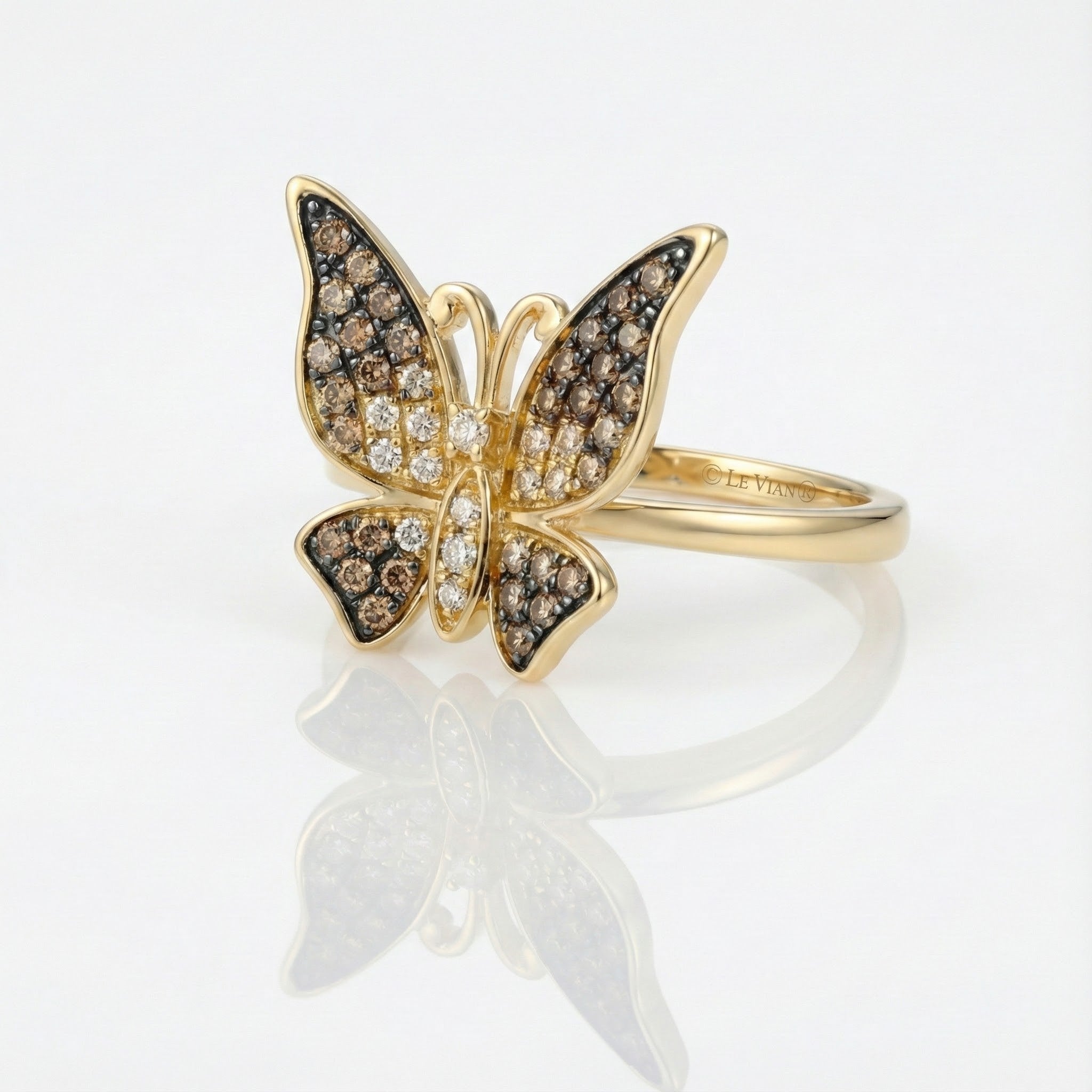 Butterfly Diamond Ring | 14K Yellow Gold | White & Chocolate Diamonds® - Brownee Jewelers
