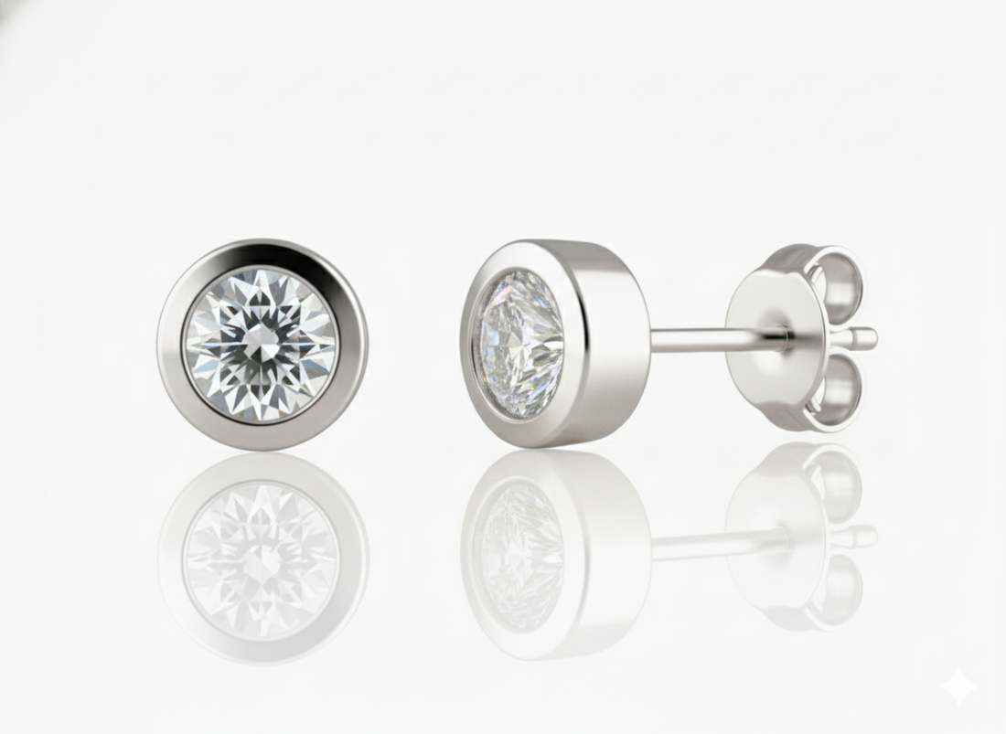10K White Gold .33ct Round Diamond Bezel Stud Earrings