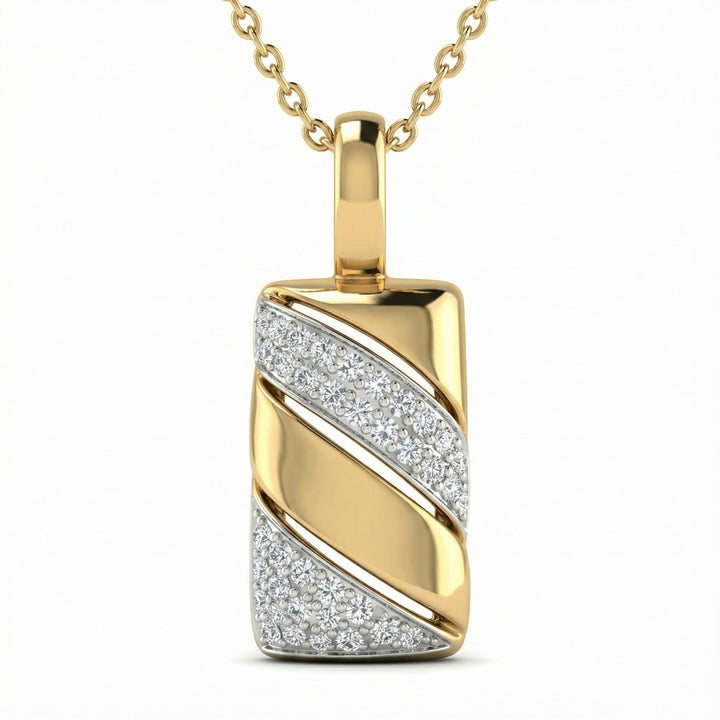 Le Vian® 14K Honey Gold™ Vanilla Diamond® Pendant (1/4 ctw) This modern Le Vian® pendant features a sleek rectangular design wrapped in elegant diagonal bands of 1/4 cts. Vanilla Diamonds®