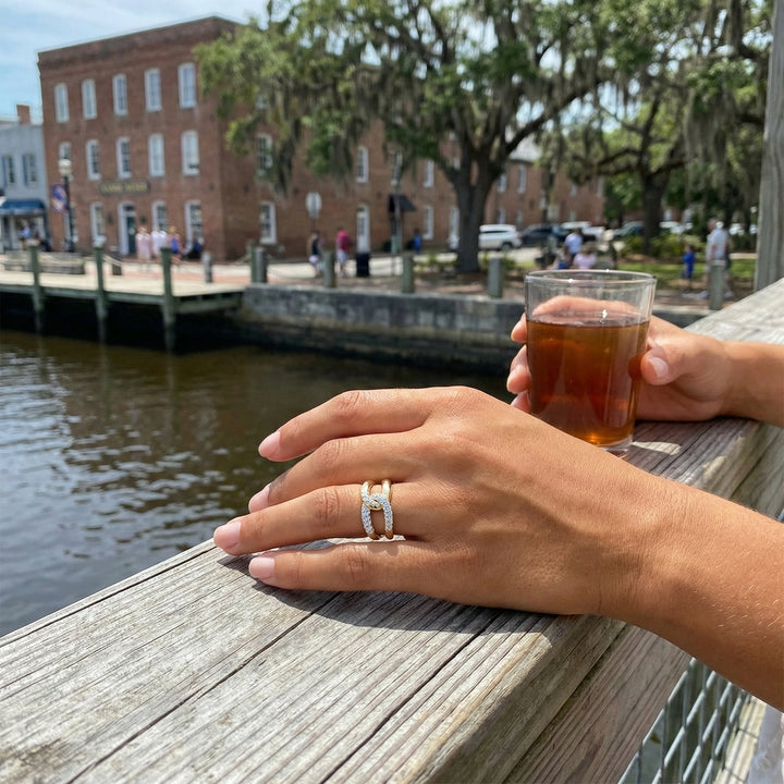 Diamond Link Ring | 14K Yellow Gold | 0.71 ctw | Pavé Fashion Ring - Brownee Jewelers