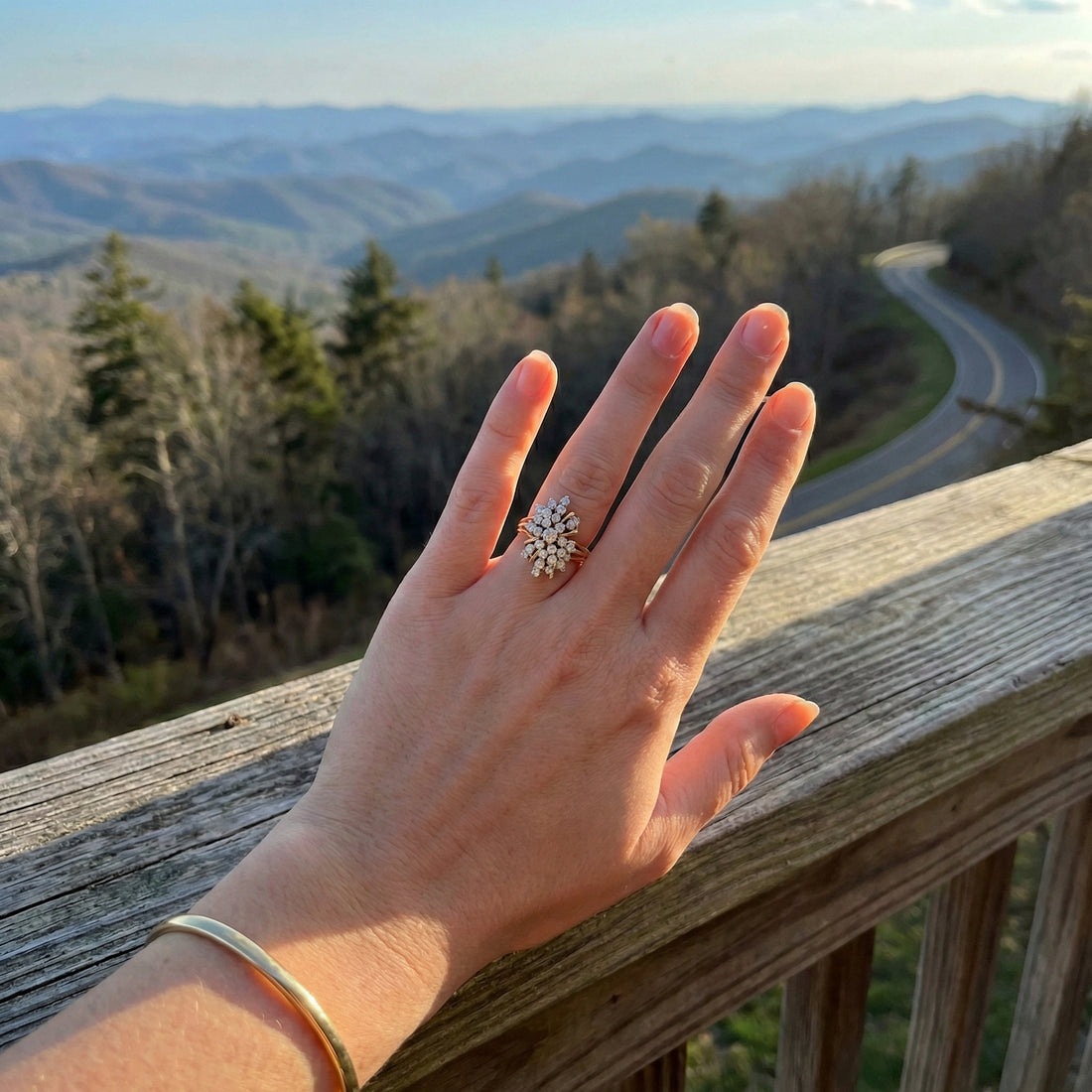 2.00 ctw Round Diamond Cluster Ring | 14K Yellow Gold | Statement Cocktail Ring - Brownee Jewelers