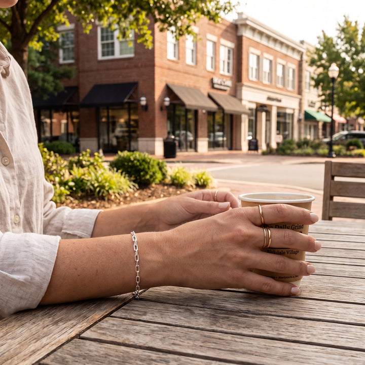 Reign | Diamond-Cut Cable Chain Bracelet | Rhodium-Plated Stainless Steel | 6"+1.5" Adjustable Bracelet | R1ACBPA02N-00LAQ00 - Brownee Jewelers