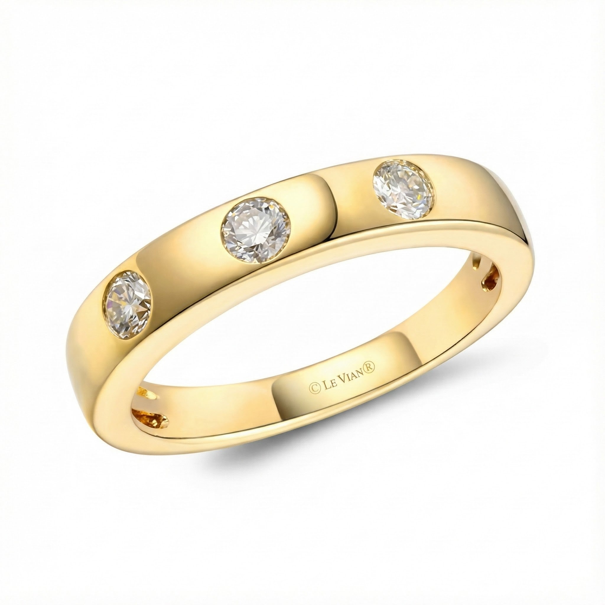 Le Vian® 14K Honey Gold™ Nude Diamond™ Band (1/3ctw) Modern, sleek, and effortlessly luxurious—this Le Vian® band showcases 1/3 cts. of Nude Diamonds™ bezel-style set across a smooth, highly polished 14K Honey Gold™ band