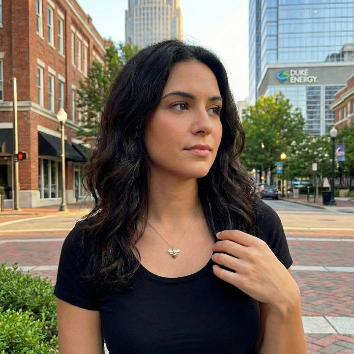 Diamond Bee Pendant | 14K Yellow Gold | 0.45 ctw | Chocolate & Vanilla Diamonds® - Brownee Jewelers